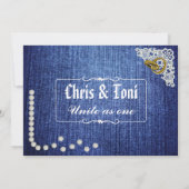 Invitation contemporaine Denim, Pearls & Lace Wedd (Dos)