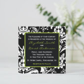 Invitation contemporaine noire et verte de damassé (Debout devant)