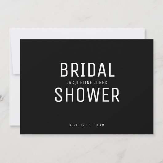 Invitation Contemporaine simple B/W Bridal Shower (Devant)