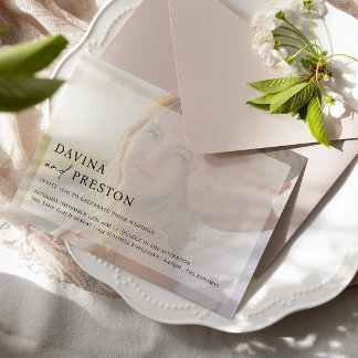 Invitation Contemporary Chic Script Horizontal Photo Mariage