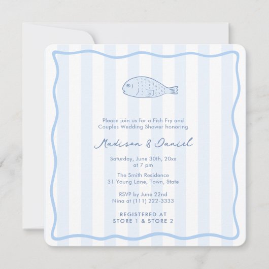 Invitation Contemporary Doodle Fish Fry Engagement Party (Devant)