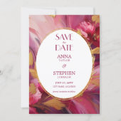 Invitation Contemporary Elegance: Fuchsia Pink Gold Save Date (Devant)