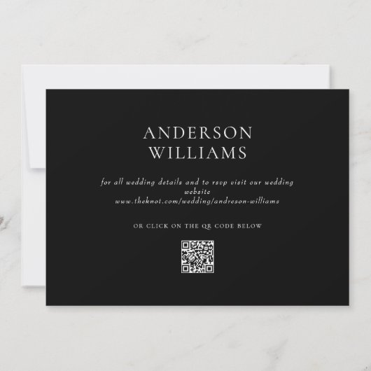 Invitation Contemporary Forever You Black QR Code Mariage (Dos)