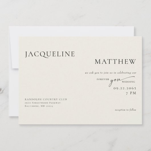 Invitation Contemporary Forever You Cream QR Code Mariage (Devant)