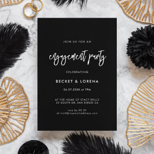 Invitation Contemporary modern black engagement party