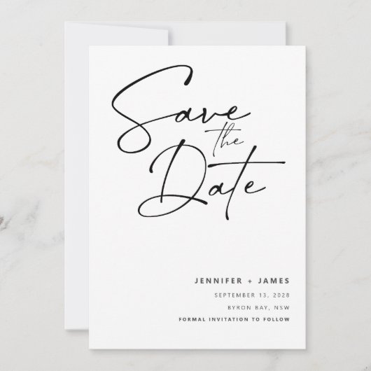 Invitation Contemporary Modern Script Enregistrer la date (Devant)