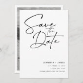 Invitation Contemporary Modern Script Enregistrer la date (Devant / Derrière)