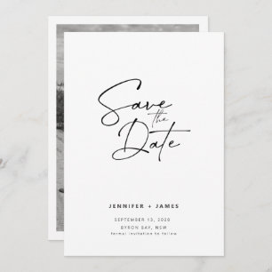 Invitation Contemporary Modern Script Enregistrer la date Inv
