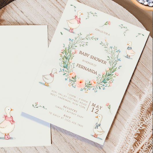 Invitation contes Baby shower Canard Beatrix Potter