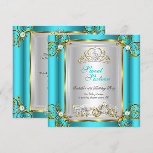Invitation Contes de fées Douce 16 16e Anniversaire Turquoise