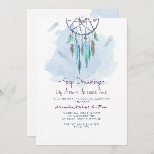 Invitation Continuez à rêver l'invitation d'obtention du (Devant / Derrière)