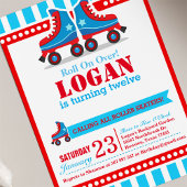 Invitation Continuez ! Blue Roller Skate Sport Anniversaire