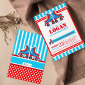 Invitation Continuez ! Blue Roller Skate Sport Anniversaire