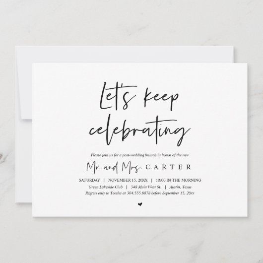 Invitation Continuons à fêter, après le brunch du mariage (Devant)