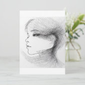 Invitation Continuous line art illustration of a human face 4 (Debout devant)