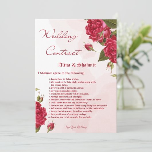 Invitation Contrats mariages pour Groom (Debout devant)