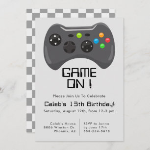 Invitation Contrôleur de jeu Gamer Thèmes Boys Birthday Party