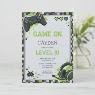 Invitation Contrôleur de jeu Pixel Fête d'anniversaire