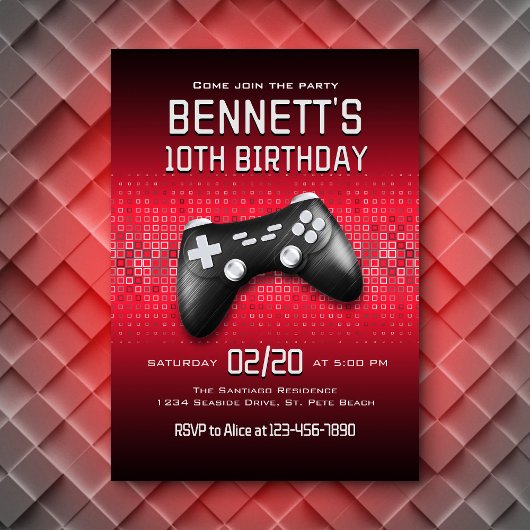 Invitation Contrôleur de jeu vidéo Anniversaire