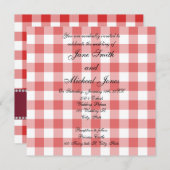 Invitation Contrôleurs rouges de guingan de monogramme de (Devant / Derrière)