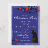 Invitation Conversation Noir aux Roses Rouges Saint Valentin (Devant)