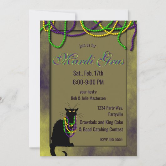 Invitation Conversation Noir Mardi Gras (Devant)