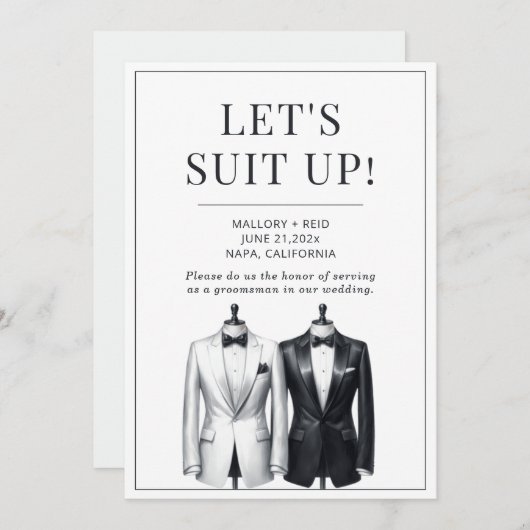 Invitation Convient À Groomsman Usher Meilleur Homme Tuxedo I (Devant / Derrière)