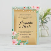 Invitation Convite de Casamento, amadeirado turquesa (Debout devant)