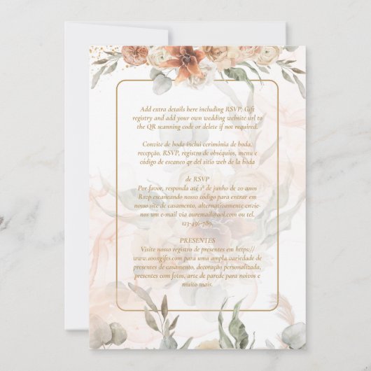 Invitation Convite de Casamento Boho Capim dos Pampas (Dos)