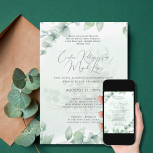 Invitation Convite de Casamento Folhas Verdes portugais Inv