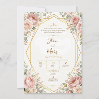 Invitation Convite de Casamento Moderno Floral