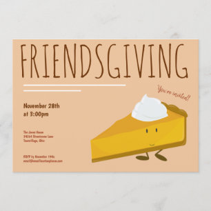 Invitation Convivial Souriant Citrouille Pie Slice Holiday