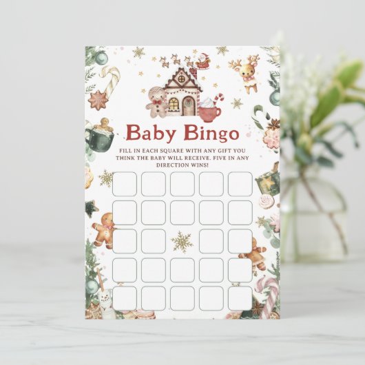 Invitation Cookie Christmas Baby Bingo Baby shower Jeu (Debout devant)