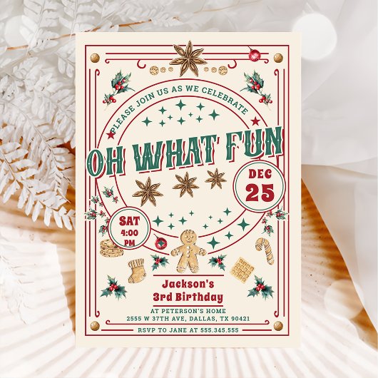 Invitation Cookie Christmas Oh Quel Fun Anniversaire
