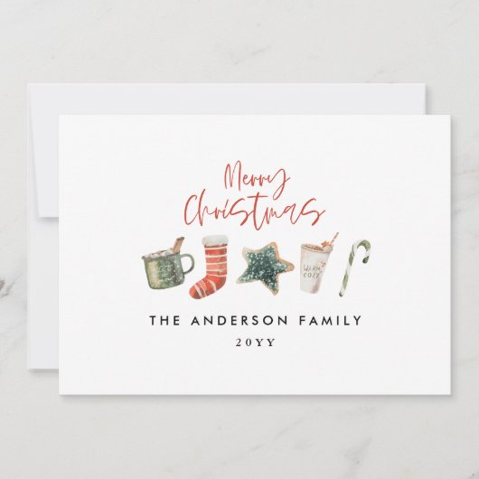 Invitation cookie de fête de Noël vert vacances rustique (Devant)