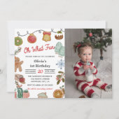 Invitation Cookie de Noël Oh What Fun 1er Anniversaire Photo (Devant)
