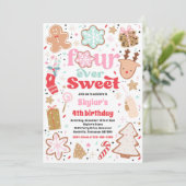 Invitation Cookie de Noël Quatre toujours doux fête d'anniver (Debout devant)