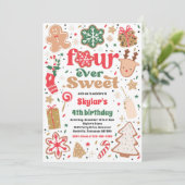 Invitation Cookie de Noël Quatre toujours doux fête d'anniver (Debout devant)