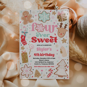 Invitation Cookie de Noël Quatre toujours doux fête d'anniver