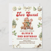 Invitation Cookie de Noël vert deux douces 2e anniversaire (Devant)