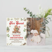 Invitation Cookie de Noël vert Deux douces photos d'anniversa (Debout devant)