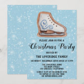 Invitation Cookie de patinage sur glace Fête de Noël Blue Sno (Devant / Derrière)