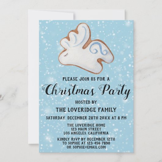 Invitation Cookie de rennes blanc pour la fête de Noël (Devant)