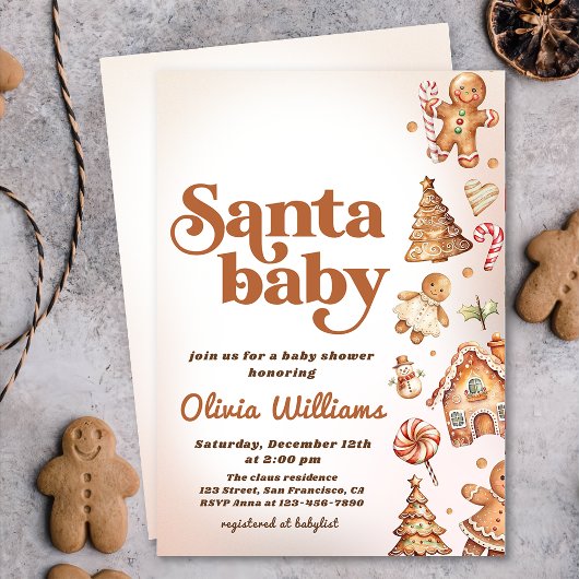 Invitation Cookie d'hiver Noël Père Noël Baby shower