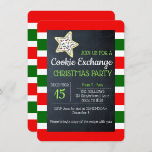 Invitation Cookie Exchange Chalkboard rouge et vert