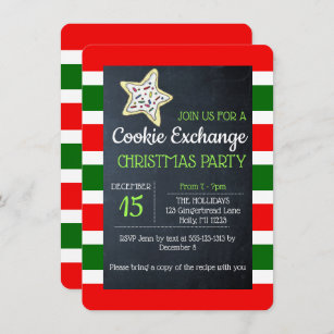 Invitation Cookie Exchange Chalkboard rouge et vert