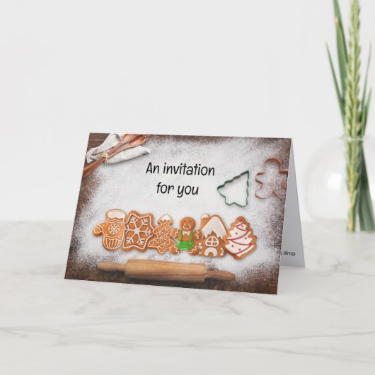 Invitation Cookie Exchange Noël Fête Thème Gingerbread (Devant)