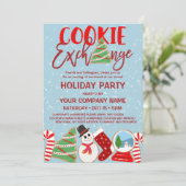 Invitation Cookie Exchange Red Blue Corporate Holiday (Debout devant)
