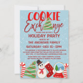 Invitation Cookie Exchange Red Blue Illustrations Holiday (Devant)