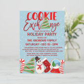 Invitation Cookie Exchange Red Blue Illustrations Holiday (Debout devant)